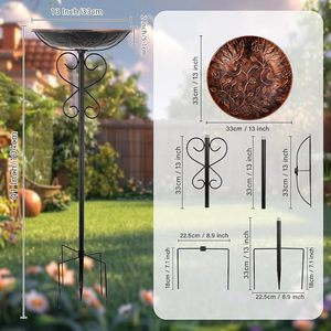 Customizable Durable Garden Iron <b>Bird</b> Bath With Vintage <b>Stand</b> For <b>Bird</b> Water Drinking And Decoration Activities Purpose - Product Image 2
