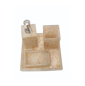 Ensemble de salle de bain rond moderne portable en résine acrylique bleu ciel de luxe ILAHI, trois pièces, motif floral, Uttar Pradesh - Product Image 1