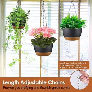 4 Pcs Minimalist Style 9.64 Inch Diameter Hanging Planters with Removable Self-Watering Tray Hanging Baskets & Accessories - Product Image 4