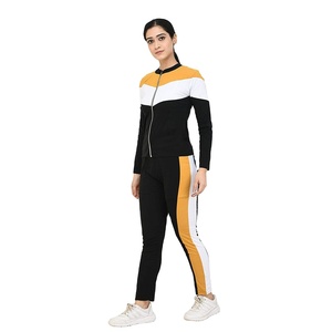 Custom Wholesale Women Colorblock Zip Up Jacket Slim Fit Sweatpants Olive Green Black Breathable Tracksuit Manufacturer - Product Image 4
