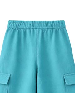 Pantalon cargo ample en molleton bleu turquoise pour femme, taille élastique, coupe décontractée, streetwear confortable pour l'hiver - Product Image 6