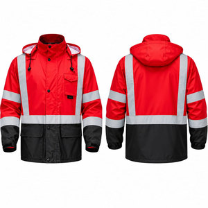4 <b>in</b> <b>1</b> Bomber Visibility ANSI Class <b>3</b> Hi Vis <b>Waterproof</b> Polyester Winter Safety Workwear <b>Jacket</b> with Customized Logo - Product Image 1