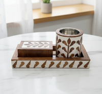 Meilleures ventes 2026 : Ensemble de boîte et plateau porte-encens en bois d'acacia et résine, personnalisé, de haute qualité, écologique, pour aromathérapie