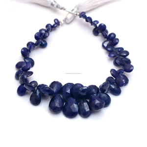Cuentas de Zafiro Azul Natural Premium, Forma de Pera Facetada, Certificadas por Terceros, para la Elaboración de Joyas, Pulseras y Collares - Product Image 1