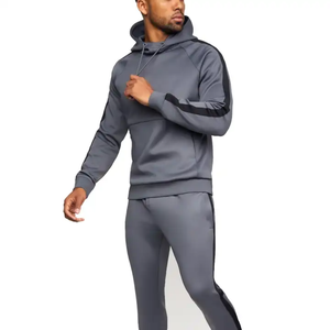 <b>Men's</b> Hooded <b>Sweatshirt</b> <b>Grey</b> Raglan Sleeve Fleece Slim Fit Casual Pullover With Pocket Autumn Wear - Product Image 2