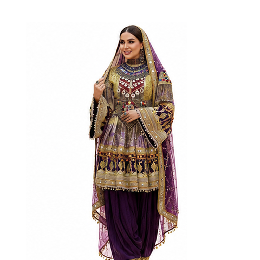 purple and gold indian wedding dress Jugnu main image 1