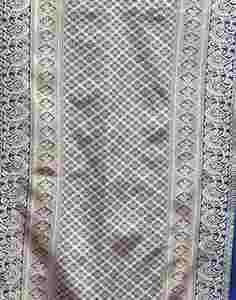 Sari en soie bleue avec broderie florale dorée, tenue traditionnelle indienne pour mariage et fête, longueur au sol, tenue ethnique pour femme - Product Image 6