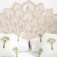 Tête de lit en MDF sculptée en bois, éclairée, motif fleur de lotus lavée, demi-lune, taille Queen, pour chambre d'appartement, collection Smart Art