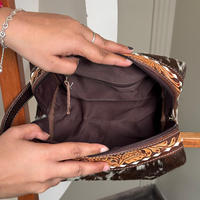 2024 nouveau personnalisé usiné à la main hommes/femmes voyage organisateur de toilette Kit de rasage cheveux sur cuir de vachette cosmétique maquillage sacs