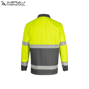 Traje de Trabajo de Seguridad de Alta Visibilidad en Amarillo y Gris con Logotipo Personalizado, Traje de Dos Piezas para Construcción e Ingeniería, Uniforme de Alta Visibilidad - Product Image 4
