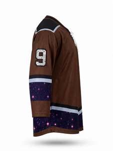 Manufacturer Top Selling <b>Brown</b> Raccoon Galaxy Ice Hockey Jersey Wholesale Vintage Sportswear Lace Up Collar Breathable Athletic - Product Image 4