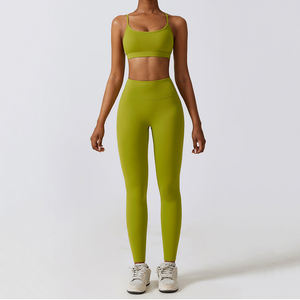 New Arrival 2026 Lightweight Women Sportswear Fitness Bra Workout Suit Backless Leggings Breathable Gym Solid Training Yoga Bra - Product Image 5