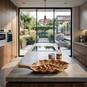 Plateau de service en bois de teck massif de qualité alimentaire, fait main, naturel, pour cuisine, présentoir, articles d'usage quotidien - Product Image 4