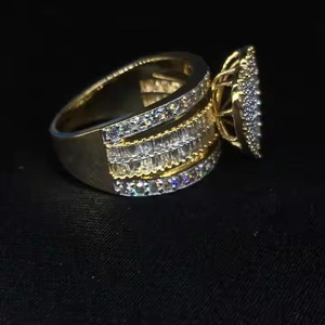 High Quality Custom <b>Men</b> <b>Ring</b> Baguette Diamond Custom 925 <b>Silver</b> 10K 14K Gold <b>Rings</b> Moissanite Engagement <b>Ring</b> for <b>Men</b> - Product Image 2