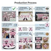 Peluche Hazbin Hotel personnalisée OEM ODM, design rayé rose et blanc, certifiée multi-normes
