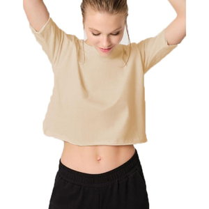 เสื้อครอปท็อปแขนสั้นคอสูงทรงโอเวอร์ไซส์สำหรับผู้หญิง ลดราคา - Product Image 1