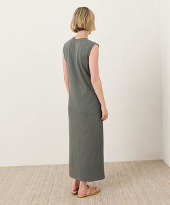Robe longue en coton pour femme, décontractée, pour les vacances d'été, style tee-shirt, avec col rond et sans manches - Product Image 4