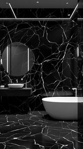 Black Marble Effect Porcelain <b>Tiles</b> Collection 600x1200mm 60x120cm Thickness Options 9mm 8.5mm 8mm High Glossy Finish Mirror - Product Image 6