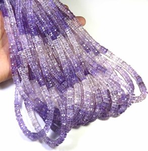 High Quality <b>Pink</b> Amethyst Faceted Gemstone Beads 16"Strand 7mm Heishi Shape Natural Amethyst Center <b>Drilled</b> Brazilian Beads DIY - Product Image 4