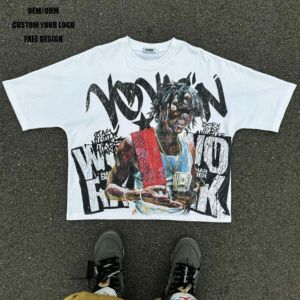 Camiseta Personalizada de Estilo Urbano con Corte Recortado y Hombros Caídos |   Jersey de algodón de 240 GSM |   Suministro Directo de Fábrica OEM - Product Image 1