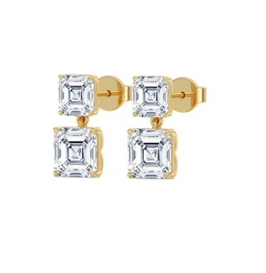 Pendientes Clásicos con Diamantes Cultivados en Laboratorio, Corte Asscher, 6.00 CTW, en Oro Rosa de 9K - Product Image 6