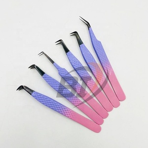 Pince à épiler d'extension de cils en acier inoxydable bicolore Ombre personnalisée de haute qualité avec pointe marque privée durable - Product Image 1