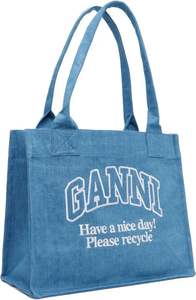 <b>White</b> Canvas <b>Shoulder</b> Tote <b>Bag</b> With Distressed Denim Lettering Large Cotton Fabric Tote <b>Bag</b> For Women Casual Daily Shopping Use - Product Image 3