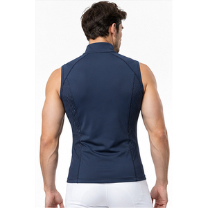 Chaleco de equitación para hombre con cremallera de un cuarto, sin mangas, transpirable, de secado rápido, para competición ecuestre - Product Image 4