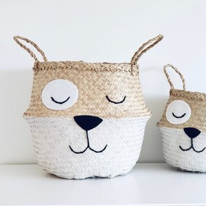 Cesta de Almacenamiento Hecha a Mano con Forma de Animal de Mimbre Marino, Organizador de Juguetes para Niños, Cesta de Lavandería Tejida para Guardería con Asas - Product Image 4