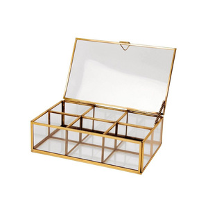 Antique Gold Finish Brass Clear Glass Handmade Customizable Jewelry <b>Box</b> Elegant Decorative Trinket Holder for <b>Vanity</b> Gifting - Product Image 2