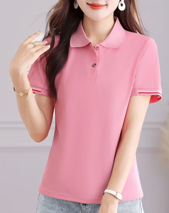 Womens Jersey Quick Dry for Shirt Short Sleeve Breathable Knitted Casual Golf Tennis Workwear Front Custom Logo Top - Product Image 1