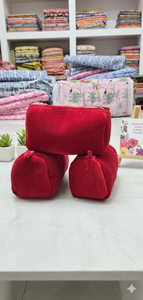 Beautiful Red Cotton Eco-Friendly Large Cosmetic Bag Set 3 Travel//<b>Makeup</b> Accessories Perfect Gift for Any Occasion - Product Image 3