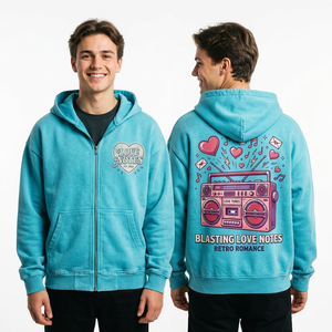 Sweat à capuche homme streetwear urbain 500 GSM ultra lourd, pull personnalisé avec impression et broderie, coupe oversize et carrée - Product Image 5