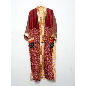Robe Kimono Japonaise Vintage Unique Faite à la Main en Soie pour Femme, Patchwork, Longue, Été Hiver Automne, Décontractée, Élégante, Douce et Lisse - Product Image 1