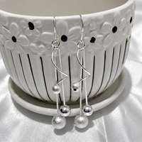 Boucles d'oreilles longues pendantes en argent sterling 925, boule spirale, bijoux minimalistes pour mariée