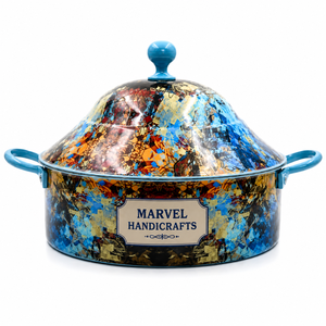 Casserole isotherme en acier inoxydable émaillé multicolore abstrait de qualité supérieure Marvel Handicrafts, réchaud alimentaire, bol de service - Product Image 1