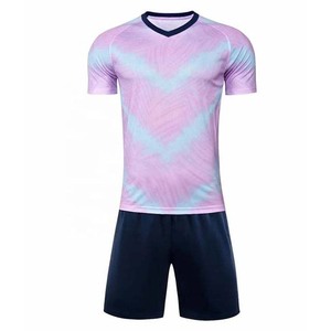 Ensemble de maillots de football pour hommes, bleu tie-dye, col en V, manches courtes, 100% polyester, évacuation de l'humidité, vêtements d'été - Product Image 5