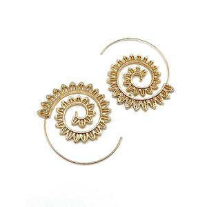 Women's Trendy Spiral Brass Gold Plated Earrings 51x53MM Size - Product Image 1