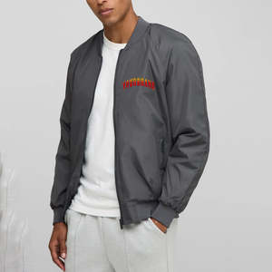 New Design Dark Grey Color Plus Size Men's Winter Jacket <b>100</b>% <b>Wool</b> <b>Fabric</b> Rib Neck Zipper Style Varsity Jacket For Outdoor Use - Product Image 4