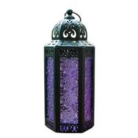 Lanterne suspendue vintage en métal, style marocain, en fer forgé brun antique, avec panneaux en verre, pour intérieur