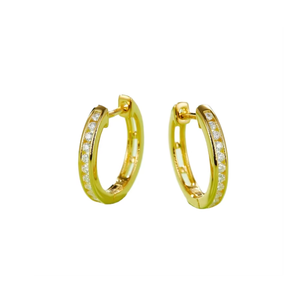 Luxury 0.5 CTW S925 <b>Sterling</b> <b>Silver</b> Moissanite Huggie <b>Hoop</b> <b>Earrings</b> Double Row Full Pave 14K Gold Plated Jewelry for Women Gift - Product Image 1
