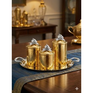 Copper Antique Finished Top Quality Stainless Steel Kitchenware Storage Jars With Pumpkin Gold Lids Home Decor Table Centerpiece - Product Image 6