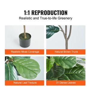 Planta Artificial de Ficus Lyrata de 5 Pies, Material PE Seguro, Protección Antivuelco, Bajo Mantenimiento, Aspecto Realista, para Bodas - Product Image 4