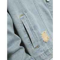 Veste en jean personnalisée pour homme, nouvelle collection, style rétro bleu déchiré, coupe classique, mode urbaine, vente en gros