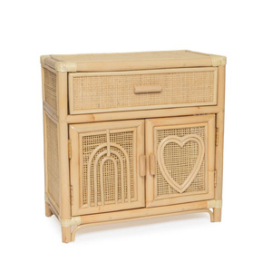 Armoire de rangement en rotin écologique pour enfants, meuble en osier naturel fait main avec portes décoratives pour la salle de jeux des enfants - Product Image 5