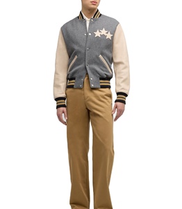 Veste universitaire en laine personnalisée en usine manteau d'hiver manches en cuir pour hommes patchs en chenille veste universitaire Letterman - Product Image 4