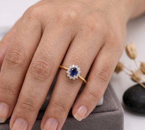 Precious Natural <b>Blue</b> Sapphire Diamond Gemstone 14k Solid Yellow Gold Handmade IGI Certified Classic Women Engagement <b>Rings</b> - Product Image 6