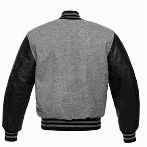 Blouson universitaire personnalisé en gros, vierge, unisexe, noir, pour hommes et femmes, style vintage, à séchage rapide, respirant, en polaire, avec lettres brodées - Product Image 2