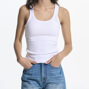 Camiseta sin Mangas Blanca para Mujer, Cuello en V, Corte Regular, Informal, de Algodón Tejido, Secado Rápido, Personalizada con Estampado, para Todas las Temporadas - Product Image 2