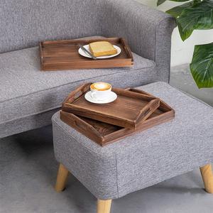 Bandeja de Servicio Multiusos de Madera Maciza, Bandeja Decorativa para Desayuno, Té, Café, Otomana, la Mejor Bandeja de Madera para Servir - Product Image 6